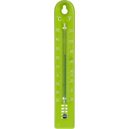 Termometr uniwersalny (-30 do +50°C), 17 cm, zielony  - 1 ['termometr', ' termometr uniwersalny', ' termometr z tworzywa', ' termometr czytelna skala', ' termometr z podwójną skalą w °C i °F', ' termometr do pomieszczeń o dużej wilgotności', ' termometr zewnętrzny do -30°C', ' termometr odporny na wilgoć', ' termometr w kolorze zielonym', ' solidny termometr']