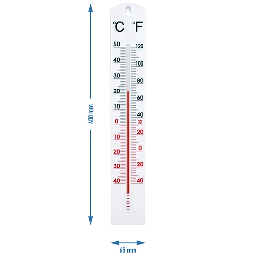 Termometr uniwersalny biały (-40°C do +50°C) 40cm - 2 ['termometr', ' termometr uniwersalny', ' termometr z tworzywa', ' termometr czytelna skala', ' termometr z podwójną skalą', ' termometr do pomieszczeń o dużej wilgotności']