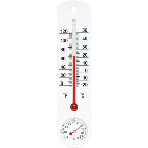 Termometr uniwersalny biały z higrometrem (-20°C do +50°C) 25cm  - 1 ['termometr wewnętrzny', ' termometr pokojowy', ' termometr do wewnątrz', ' termometr domowy', ' termometr', ' termometr pokojowy', ' termometr czytelna skala', ' termometr z higrometrem', ' termometr z tworzywa', ' termometr z higrometrem']