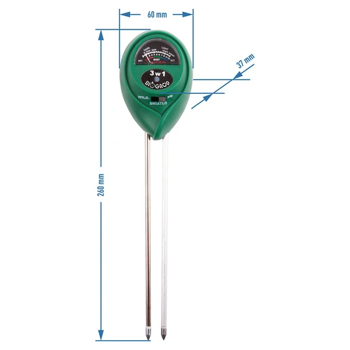 Tester podłoża 3w1 - pH, wilgotność, nasłonecznienie - 4 ['pomiar ph', ' ph metr', ' ph metr do gleby', ' analiza gleby', ' ph gleby', ' miernik ph gleby', ' miernik wilgotności gleby', ' miernik wilgotności ziemii', ' pomiar wilgotności gleby', ' wilgotność gleby', ' czujnik wilgotności gleby', ' jak zmierzyć wilgotność gleby', ' nasłonecznienie', ' analiza nasłonecznienia', ' czujnik nasłonecznienia']