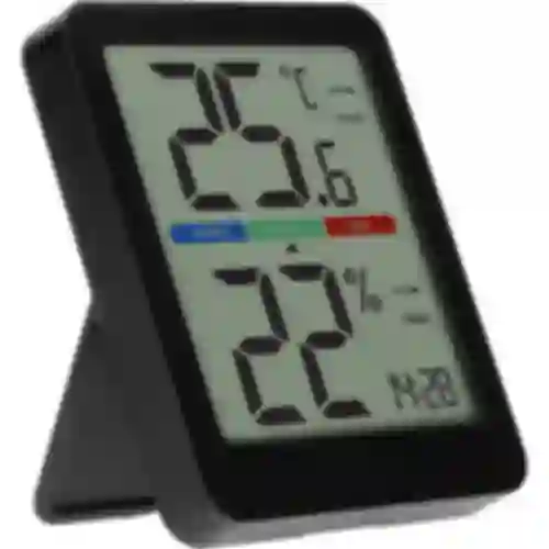Termometr elektroniczny pokojowy, bezprzewodowy, czarny