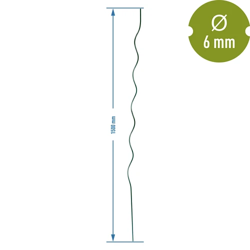 Tyczka stalowa spiralna 1,50m x 6mm - 2 ['podpora stalowa do roślin', ' tyczka do roślin', ' tyczka do kwiatów', ' tyczki do kwiatów doniczkowych', ' tyczka do roślin castorama']