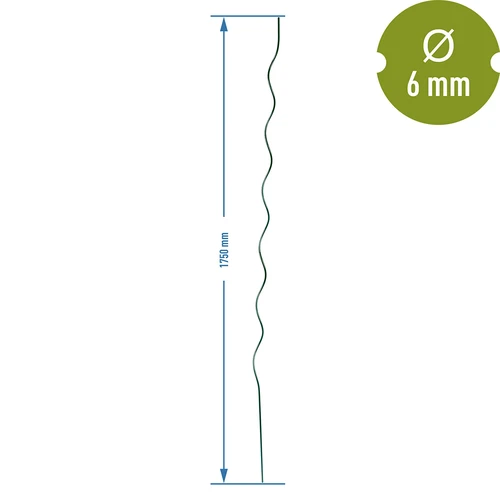 Tyczka stalowa spiralna 1,75m x 6mm - 2 ['podpora stalowa do roślin', ' tyczka do roślin', ' tyczka do kwiatów', ' tyczki do kwiatów doniczkowych', ' tyczka do roślin castorama']