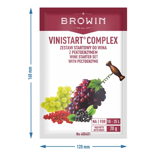 Vinistart Complex, 20 g - 3 ['Pektyny', ' Środki przeciw żelowaniu', ' zestaw do wina', ' drożdże owocowe', ' drożdże do wina porto', ' drożdże do wina', ' drożdże czerwone wino', ' czyste wino', ' drożdże', ' drożdże suche', ' drożdże suche do wina', ' drożdże wino owocowe', ' drożdże + składnik odżywczy', ' czerwone wino', ' białe wino', ' Fermivin', ' czerwone wino białe wino']