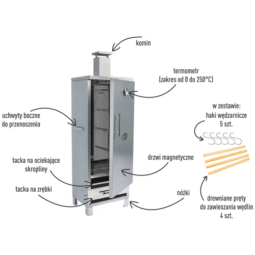 Wędzarnia ogrodowa - komora ze stali nierdzewnej - 18 ['wędzarnia ogrodowa', ' wędzarnia ze stali', ' do wędzenia szynki', ' do wędzenia mięs', ' grill']