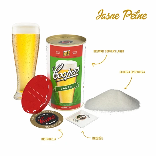 Zestaw na piwo jasne pełne, na 20 L - 2 ['piwo lager', ' piwo jasne', ' piwo domowe', ' jak zrobić piwo', ' zestaw piwowarski', ' piwo z brewkitu', ' piwo destika', ' piwo helles', ' piwo coopers']