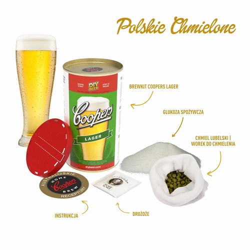 Zestaw na piwo - polskie chmielone, 20 L - 2 ['piwo lager', ' piwo jasne', ' piwo domowe', ' jak zrobić piwo', ' zestaw piwowarski', ' piwo z brewkitu', ' piwo coopers', ' glukoza do piwa', ' chmielenie piwa']