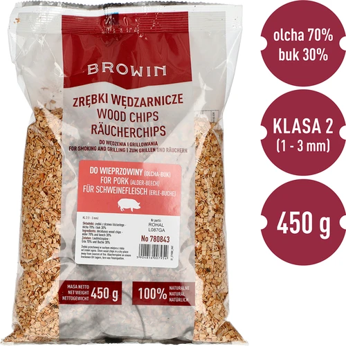 Zrębki do wędzenia/grillowania 70% olcha + 30% buk, 450 g, kl. 2 - 2 ['zrębki wędzarnicze', ' zrębki do wędzenia', ' zrębki do grilla', ' zrębki do grillowania', ' dym wędzarniczy', ' zrębki do wieprzowiny', ' zrębki olcha i buk', ' mix do wieprzowiny', ' zrębki olchowo-bukowe', ' zrębki do wędzenia szynki', ' zrębki do steków', ' zrębki do wędzarni', ' wędzenie mięsa wieprzowego', ' grillowanie mięsa', ' wędzona szynka', ' do wędzarni', ' jakie zrębki', ' wędzenie mięs']