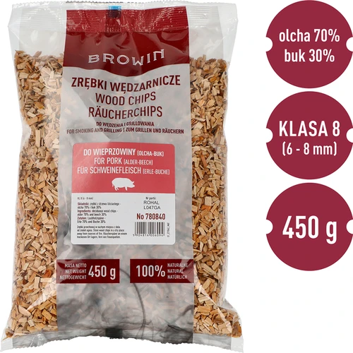 Zrębki do wędzenia/grillowania 70% olcha + 30% buk, 450 g, kl. 8 - 2 ['zrębki wędzarnicze', ' zrębki do wędzenia', ' zrębki do grilla', ' zrębki do grillowania', ' dym wędzarniczy', ' zrębki do wieprzowiny', ' zrębki olcha i buk', ' mix do wieprzowiny', ' zrębki olchowo-bukowe', ' zrębki do wędzenia szynki', ' zrębki do steków', ' zrębki do wędzarni', ' wędzenie mięsa wieprzowego', ' grillowanie mięsa', ' wędzona szynka', ' do wędzarni', ' jakie zrębki']