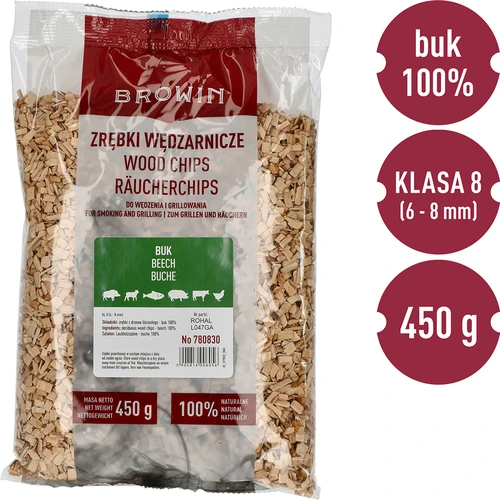 Zrębki do wędzenia/grillowania, buk, 450 g, kl. 8 - 2 ['zrębki wędzarnicze', ' zrębki do wędzenia', ' zrębki do grilla', ' zrębki do grillowania', ' dym wędzarniczy', ' zrębki bukowe', ' zrębki do wędzenia mięs', ' zrębki uniwersalne', ' zrębki do wędzarni', ' zrębki do ryb', ' zrębki do drobiu', ' zrębki do wołowiny', ' zrębki do wieprzowiny', ' zrębki do jagnięciny', ' zrębki do dziczyzny']