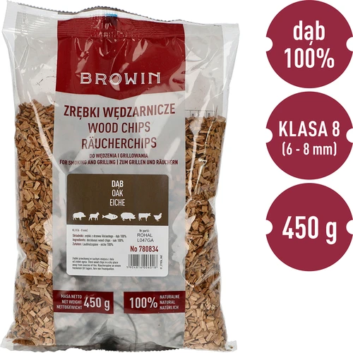 Zrębki do wędzenia/grillowania, dąb, 450 g, kl. 8 - 2 ['zrębki wędzarnicze', ' zrębki do wędzenia', ' zrębki do grilla', ' zrębki do grillowania', ' dym wędzarniczy', ' zrębki dębowe', ' zrębki z dębu', ' zrębki do wędzenia mięs', ' zrębki uniwersalne', ' zrębki do wędzarni', ' zrębki do ryb', ' zrębki do drobiu', ' zrębki do wołowiny', ' zrębki do wieprzowiny', ' zrębki do jagnięciny', ' zrębki do dziczyzny']